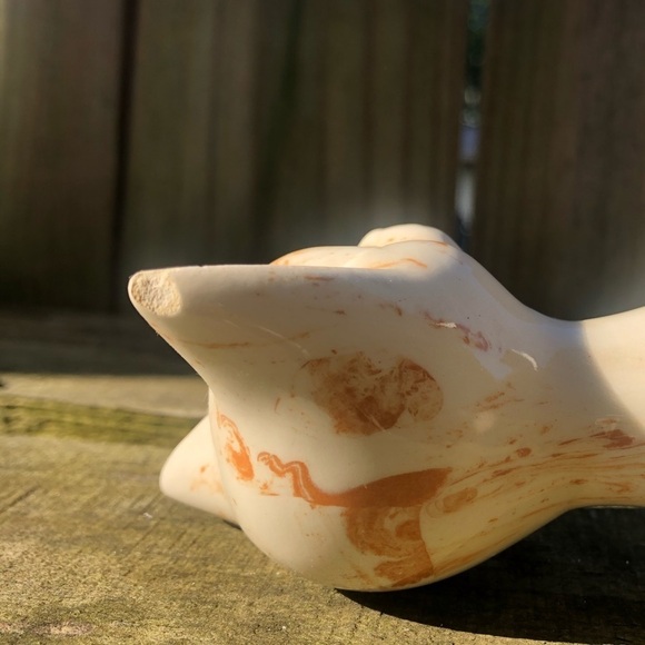 Alabama Clay Tall Sleek Cat Statuette Cream with Reddish Orange Swirls - Picture 7 of 7